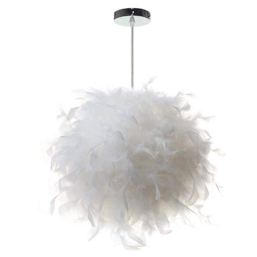 Lustre Suspension En Plumes E27 Plafonnier Pour Chambre Salon Salle Blanc