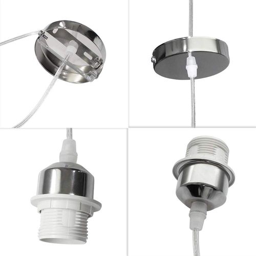 Lustre Suspension En Plumes E27 Plafonnier Pour Chambre Salon Salle Blanc