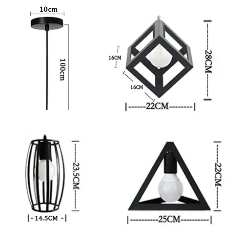 Lot De 3 Suspension Industriel Lustre Abat-jour Métal Fer Pour Cuisine Salle à Manger Bar