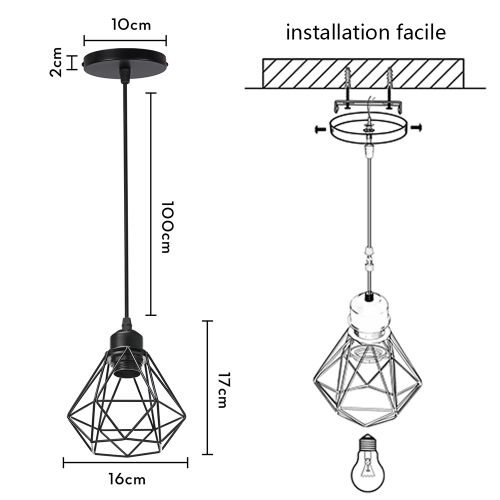 Lot De 3 Lustre Suspension Industriel Eclairage De Plafond Vintage Pour Salon Chambre Salle Rose
