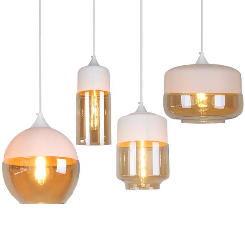 Lustre Suspension Intérieur Moderne Verre E27 éclairage De Plafond Pour Cuisine Chambre Salon Blanc