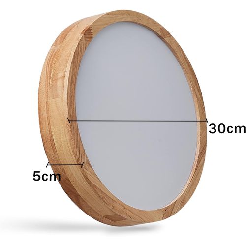 Plafonnier LED Bois Lampe De Plafond Moderne Rond 30cm Pour Salon Chambre Couloir Lumière Naturelle