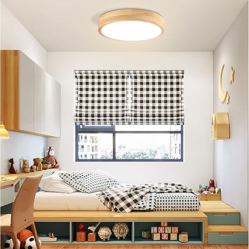 Plafonnier LED Bois Lampe De Plafond Moderne Rond 30cm Pour Salon Chambre Couloir Lumière Naturelle