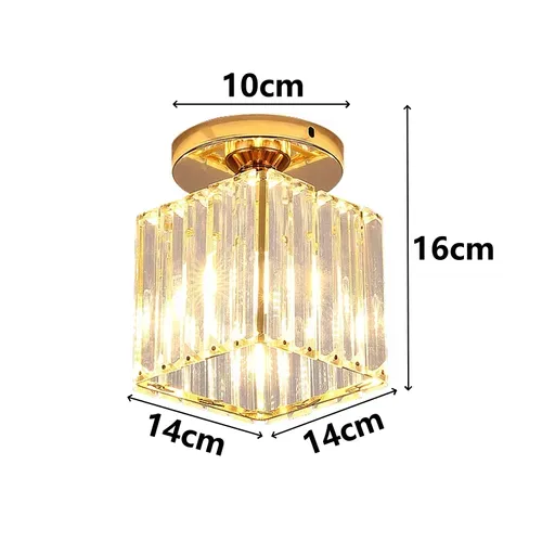 Plafonnier Moderne Cristal Carré Luminaire De Plafond E27 Pour Chambre Couloir Cuisine Or
