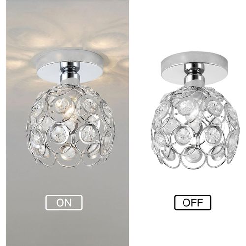 Plafonnier Moderne En Cristal 20cm Lampe De Plafond E27 Pour Salon Cuisine Chambre Argent