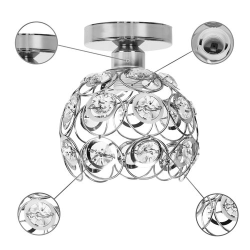 Plafonnier Moderne En Cristal 20cm Lampe De Plafond E27 Pour Salon Cuisine Chambre Argent