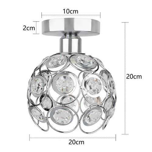 Plafonnier Moderne En Cristal 20cm Lampe De Plafond E27 Pour Salon Cuisine Chambre Argent