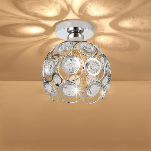 Plafonnier Moderne En Cristal 20cm Lampe De Plafond E27 Pour Salon Cuisine Chambre Argent