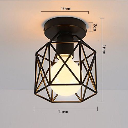 Plafonnier Retro Métal Lampe De Plafond Cube Industrielle Luminaire E27 Pour Salon Chambre Bar Noir