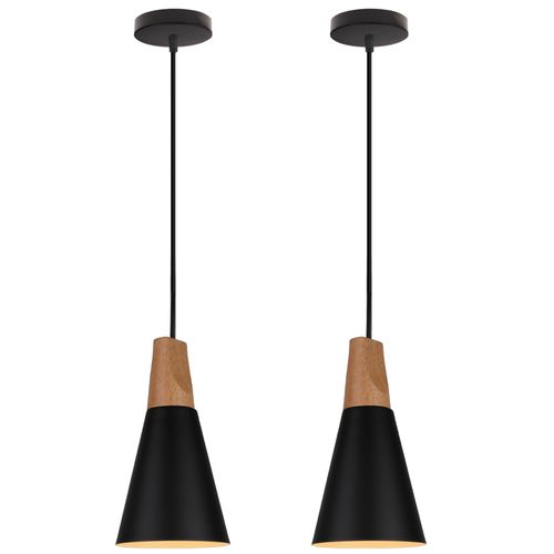 Set De 2 Abat-jour Navaris - Noir Extérieur / Blanc Intérieur - Pour Douille E27 - Neuf