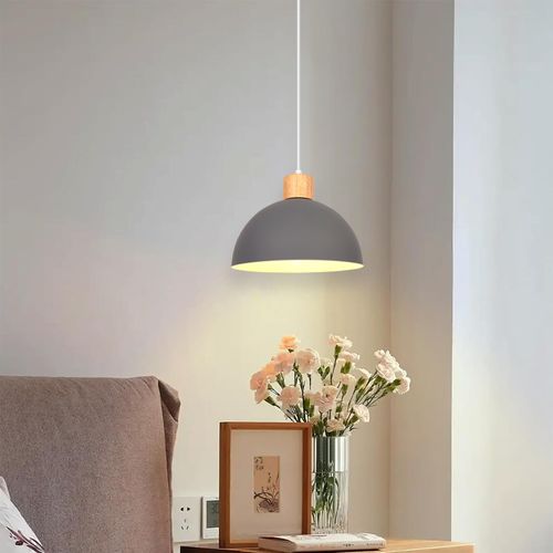 Lustre En Métal Vintage Suspension Luminaire Moderne Lampe à Suspension D'intérieur Gris
