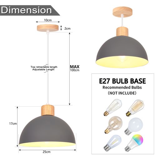 Lustre En Métal Vintage Suspension Luminaire Moderne Lampe à Suspension D'intérieur Gris