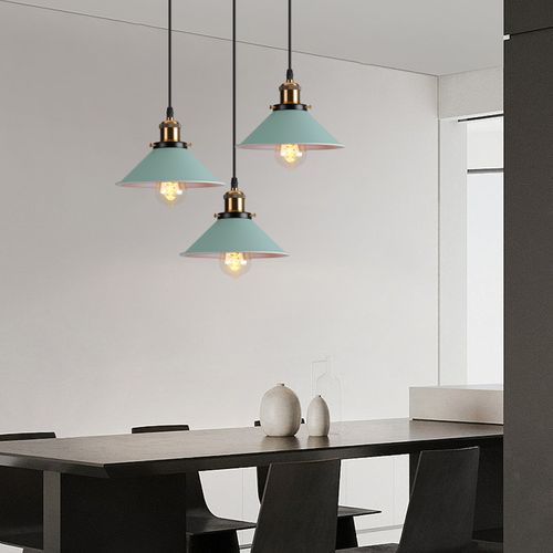 Plafonnier Rétro 3 Lumières Suspension Luminaire Industrielles 22cm Lustre Créatif Vert