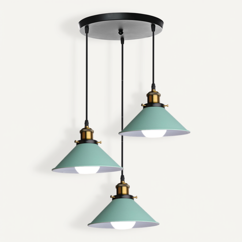 Plafonnier Rétro 3 Lumières Suspension Luminaire Industrielles 22cm Lustre Créatif Vert