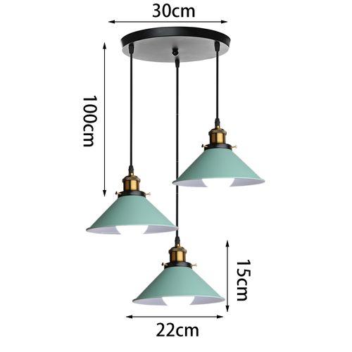 Plafonnier Rétro 3 Lumières Suspension Luminaire Industrielles 22cm Lustre Créatif Vert