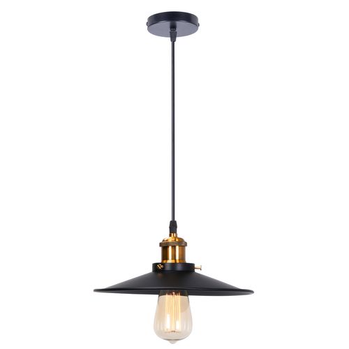 Suspension Luminaire Rétro Lustre En Fer En Métal Plafonnier D'intérieur Vintage Noir 26cm