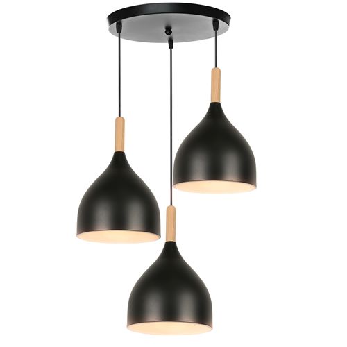 3 Lumières Plafonnier Moderne Suspension Luminaire Rétro Métal Noir Suspension Lustre D'intérieur