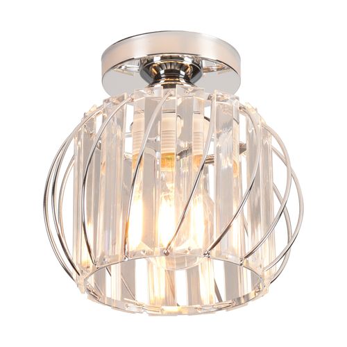 Plafonnier En Verre Lampe De Plafond En Cristal Lustre Moderne Argent Plafonnier Créatif E27