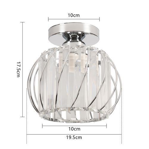 Plafonnier En Verre Lampe De Plafond En Cristal Lustre Moderne Argent Plafonnier Créatif E27