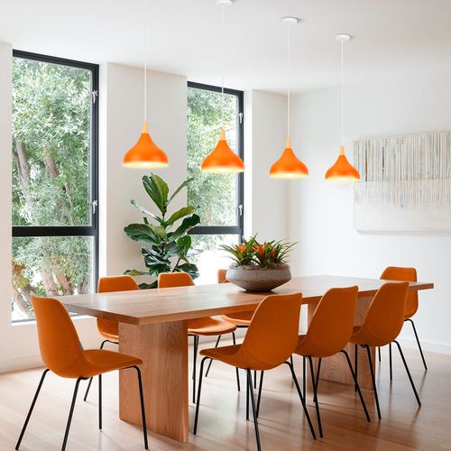 (2pcs)plafonnier D'intérieur Lampe à Suspension Moderne Lustre Minimaliste Abat-jour En Métal Orange