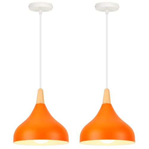 (2pcs)plafonnier D'intérieur Lampe à Suspension Moderne Lustre Minimaliste Abat-jour En Métal Orange