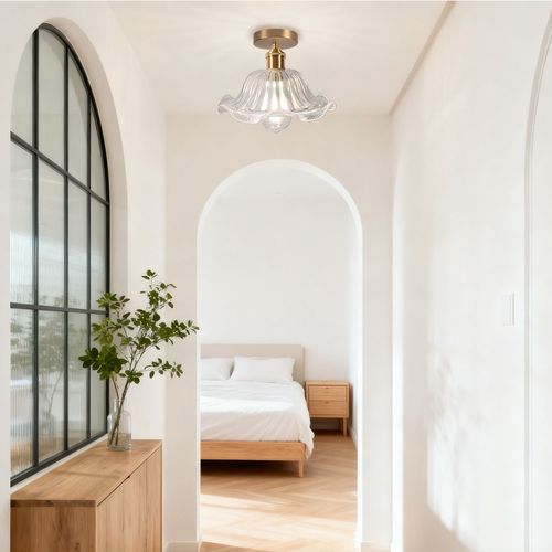 Plafonnier En Verre Plafonnier Rétro Lustre Moderne E27 Pour Couloir Cuisine