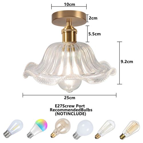 Plafonnier En Verre Plafonnier Rétro Lustre Moderne E27 Pour Couloir Cuisine