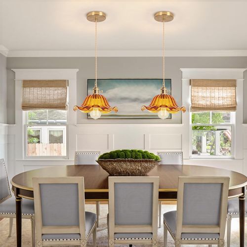 Plafonnier D'intérieur Vintage Suspension Luminaire En Verre Lustre Rétro Moderne Marron