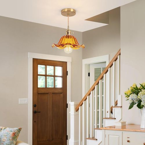 Plafonnier D'intérieur Vintage Suspension Luminaire En Verre Lustre Rétro Moderne Marron