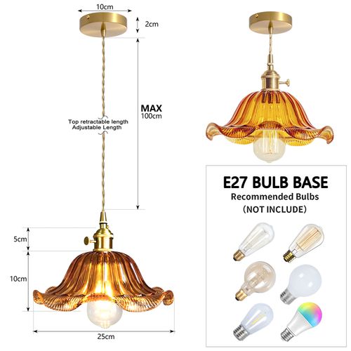 Plafonnier D'intérieur Vintage Suspension Luminaire En Verre Lustre Rétro Moderne Marron