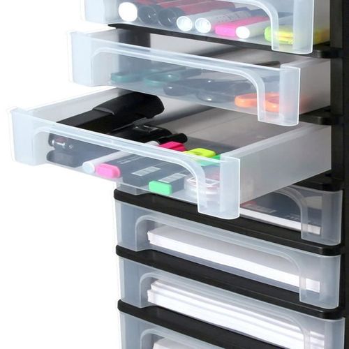 Tour De Rangement 8 Tiroirs Plastique 32 L 35,5x26x65,5 Cm Noir
