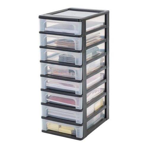 Tour De Rangement 8 Tiroirs Plastique 32 L 35,5x26x65,5 Cm Noir