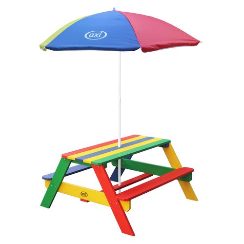 Nick Table Pique Nique Avec Parasol Multicouleur- 95 X 97 X 48 Cm - Table De Pique Nique Enfant