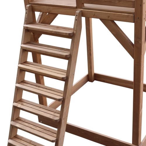 Beach Tower Aire De Jeux Avec Toboggan En Blanc,  Balançoire Nid D'oiseau Noir et Bac à Sable -