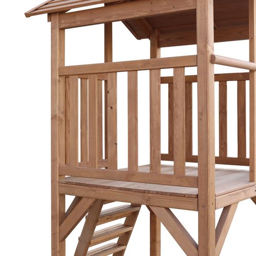 Beach Tower Aire De Jeux Avec Toboggan En Blanc,  Balançoire Nid D'oiseau Noir et Bac à Sable -