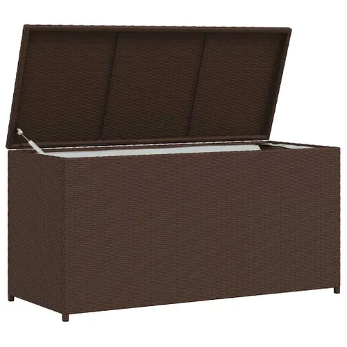 Coffre De Rangement Jardin 120x50x60 Cm Résine Tressée Marron Vérin Gaz