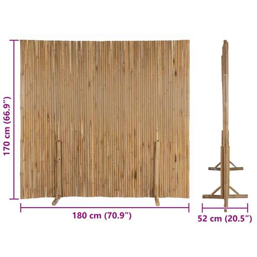 Clôture Bambou 180x170 cm Marron Flexible Intérieur Extérieur Naturelle