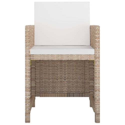 Ensemble De Salle à Manger D'extérieur 9 Pièces En Polyrotin Beige, Coussins, Table En Verre