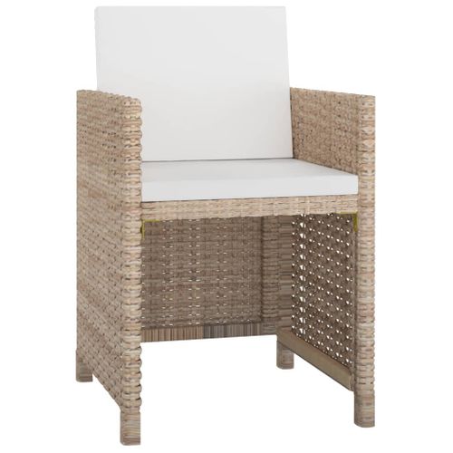 Ensemble De Salle à Manger D'extérieur 9 Pièces En Polyrotin Beige, Coussins, Table En Verre