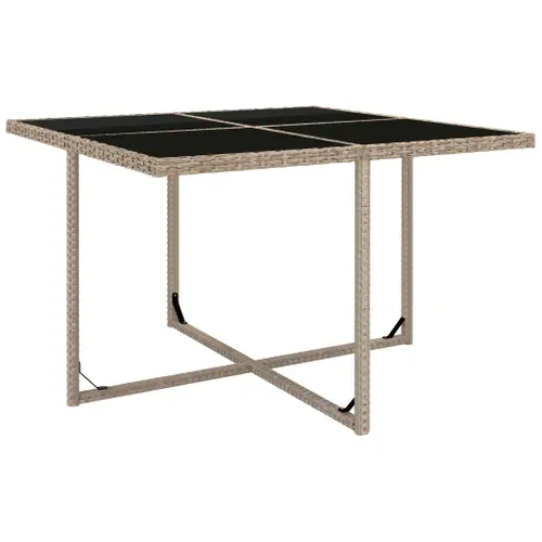 Ensemble De Salle à Manger D'extérieur 9 Pièces En Polyrotin Beige, Coussins, Table En Verre