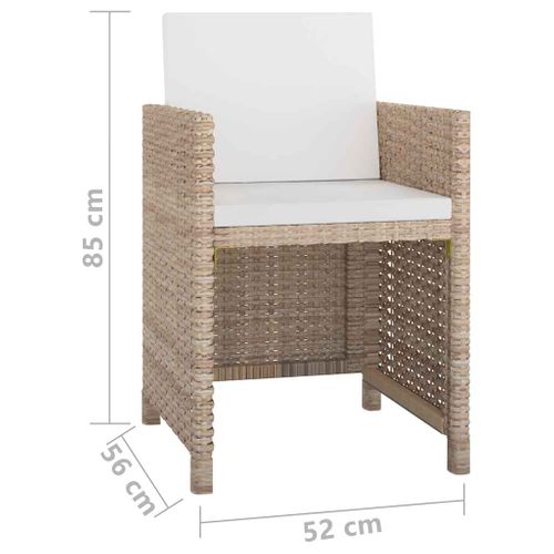 Ensemble De Salle À Manger D'extérieur 9 Pièces En Polyrotin Beige, Coussins, Table En Verre