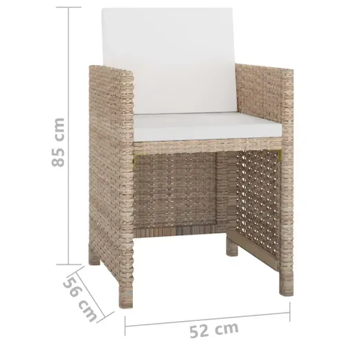 Ensemble De Salle à Manger D'extérieur 9 Pièces En Polyrotin Beige, Coussins, Table En Verre