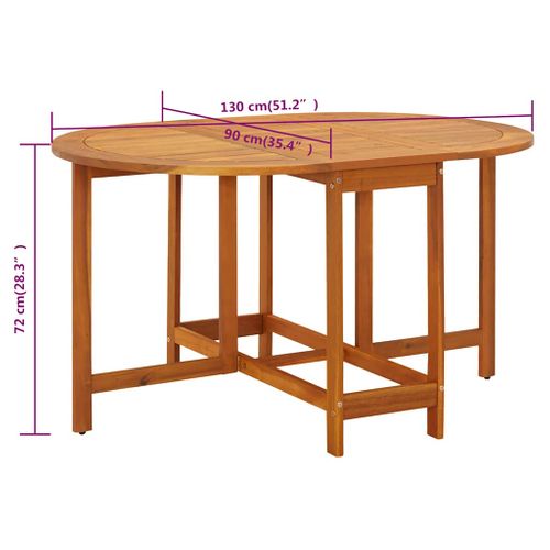 Table De Jardin 130x90x72 Cm En Bois D'acacia Massif, Pliable Résistante Auxintempéries