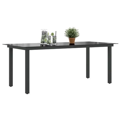 Table De Jardin Noir 190x90x74 Cm Aluminium Et Verre