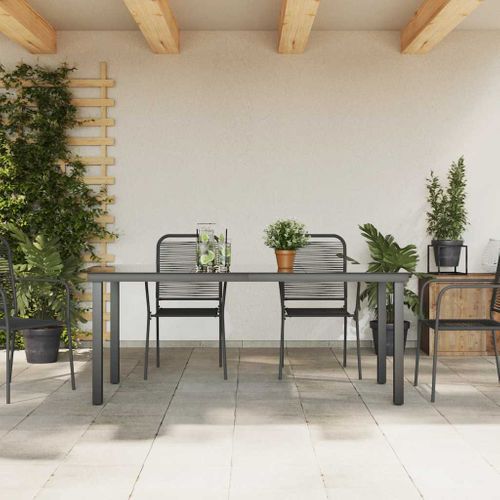 Table De Jardin Noir 190x90x74 Cm Aluminium Et Verre