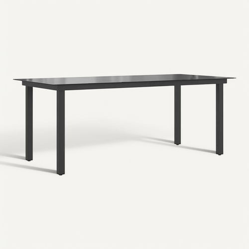 Table De Jardin Noir 190x90x74 Cm Aluminium Et Verre