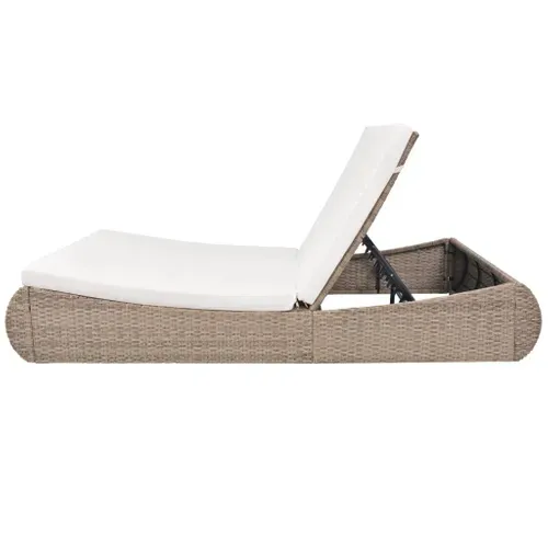 Chaise Longue D'extérieur Résine Tressée Beige