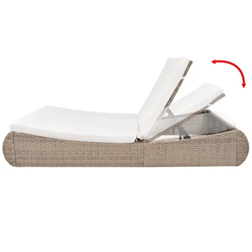 Chaise Longue D'extérieur Résine Tressée Beige