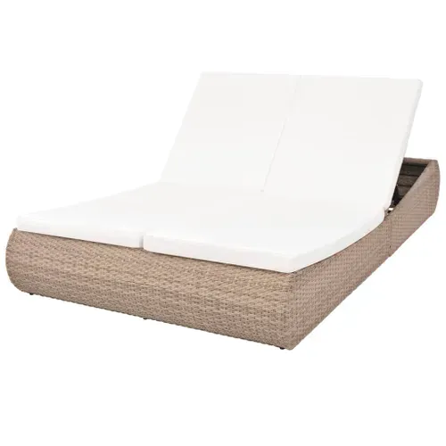 Chaise Longue D'extérieur Résine Tressée Beige