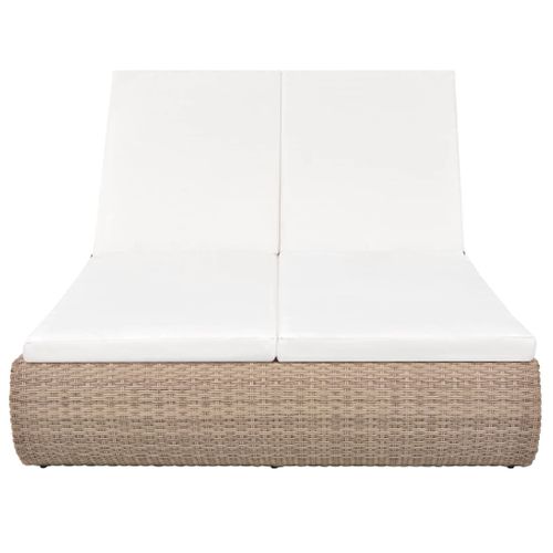 Chaise Longue D'extérieur Résine Tressée Beige